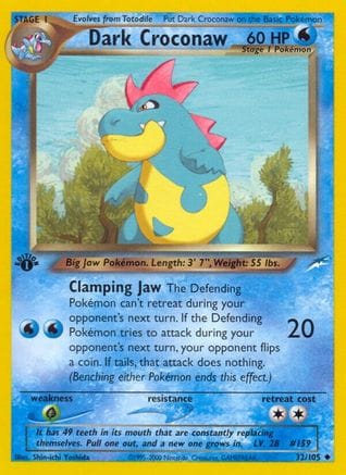 'Pokemon - 'Dark Croconaw 032/105  - 1st Edition Neo Destiny - Uncommon