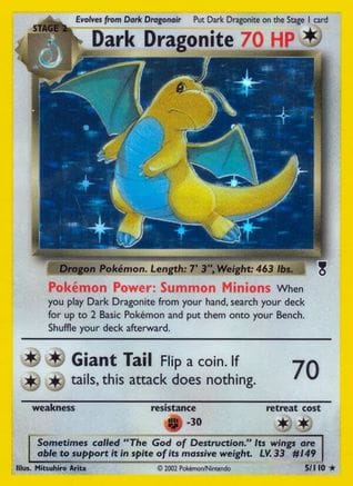 'Pokemon - 'Dark Dragonite 005  - Reverse Holofoil Legendary Collection - Holo Rare