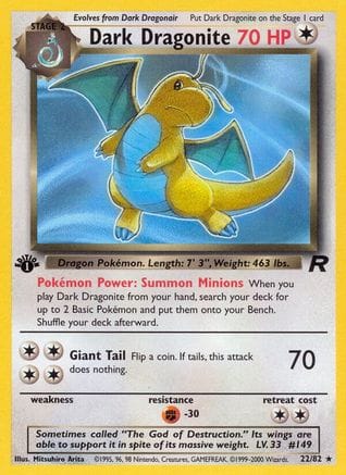 'Pokemon - 'Dark Dragonite (22) 022/82  - 1st Edition Team Rocket - Rare