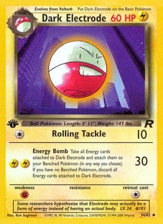 'Pokemon - 'Dark Electrode 034/82  - Unlimited Team Rocket - Uncommon