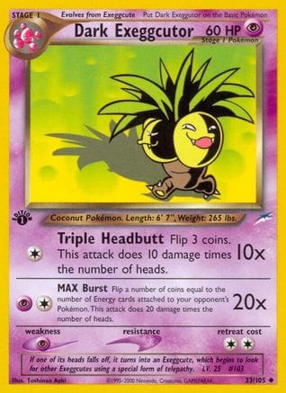 'Pokemon - 'Dark Exeggcutor 033/105  - Unlimited Neo Destiny - Uncommon