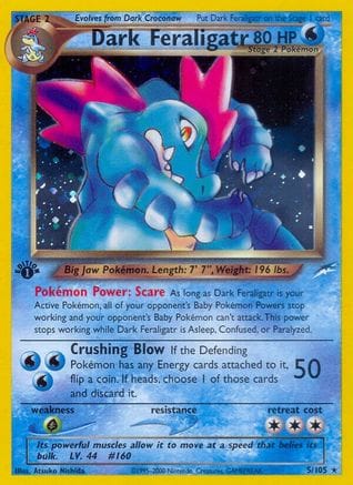 'Pokemon - 'Dark Feraligatr 005  - Unlimited Holofoil Neo Destiny - Holo Rare