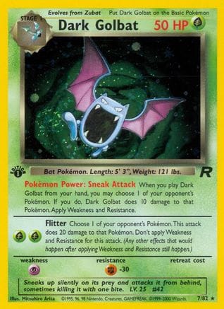 'Pokemon - 'Dark Golbat (7) 007/82  - 1st Edition Holofoil Team Rocket - Holo Rare
