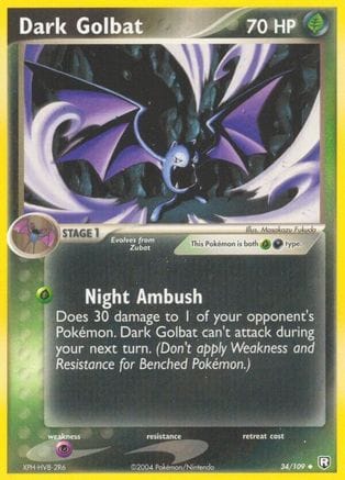 'Pokemon - 'Dark Golbat 034/109  - Reverse Holofoil Team Rocket Returns - Uncommon