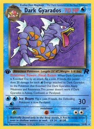 'Pokemon - 'Dark Gyarados (25) 025/82  - 1st Edition Team Rocket - Rare