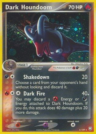 'Pokemon - 'Dark Houndoom 005/109  - Reverse Holofoil Team Rocket Returns - Holo Rare