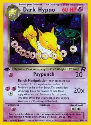 'Pokemon - 'Dark Hypno (9) 009/82  - Unlimited Holofoil Team Rocket - Holo Rare