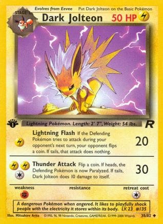 'Pokemon - 'Dark Jolteon 038/82  - Unlimited Team Rocket - Uncommon