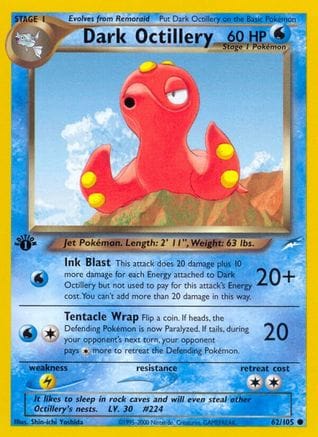 'Pokemon - 'Dark Octillery 062/105  - Unlimited Neo Destiny - Common