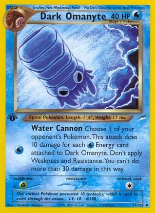 'Pokemon - 'Dark Omanyte 037/105  - Unlimited Neo Destiny - Uncommon