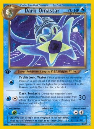 'Pokemon - 'Dark Omastar 019/105  - 1st Edition Neo Destiny - Rare