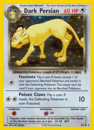 'Pokemon - 'Dark Persian 006  - Reverse Holofoil Legendary Collection - Holo Rare