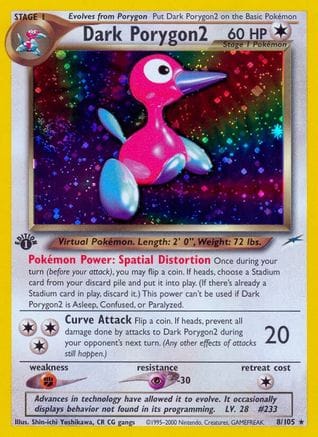 'Pokemon - 'Dark Porygon2 008  - Unlimited Holofoil Neo Destiny - Holo Rare