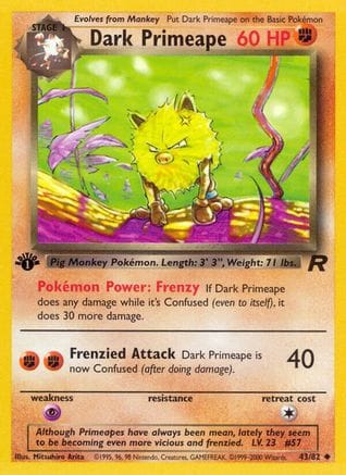'Pokemon - 'Dark Primeape 043/82  - Unlimited Team Rocket - Uncommon