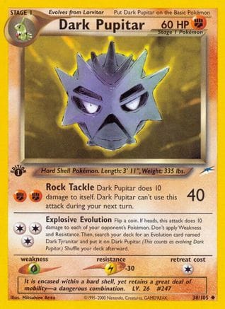 'Pokemon - 'Dark Pupitar 038/105  - 1st Edition Neo Destiny - Uncommon
