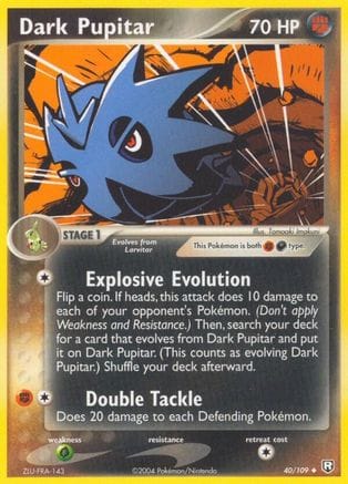 'Pokemon - 'Dark Pupitar 040/109  - Reverse Holofoil Team Rocket Returns - Uncommon