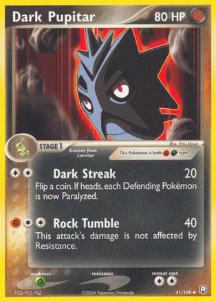 'Pokemon - 'Dark Pupitar 041/109  - Reverse Holofoil Team Rocket Returns - Uncommon