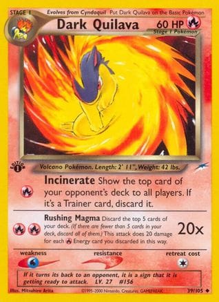 'Pokemon - 'Dark Quilava 039/105  - Unlimited Neo Destiny - Uncommon