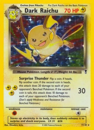 'Pokemon - 'Dark Raichu 007  - Holofoil Legendary Collection - Holo Rare