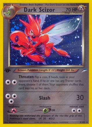 'Pokemon - 'Dark Scizor 009  - Unlimited Holofoil Neo Destiny - Holo Rare