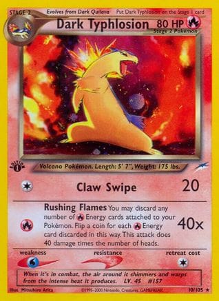 'Pokemon - 'Dark Typhlosion 010/105  - Unlimited Holofoil Neo Destiny - Holo Rare