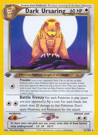 'Pokemon - 'Dark Ursaring 021/105  - Unlimited Neo Destiny - Rare