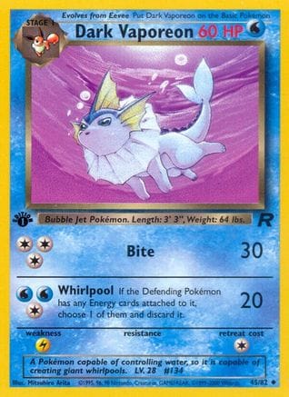 'Pokemon - 'Dark Vaporeon 045/82  - Unlimited Team Rocket - Uncommon
