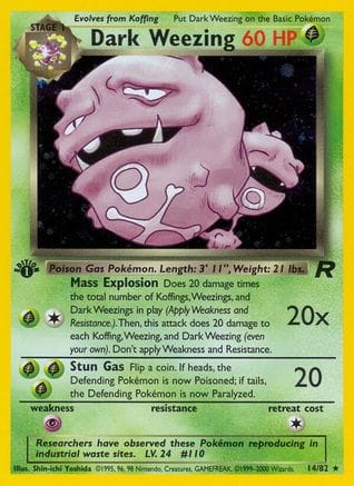 'Pokemon - 'Dark Weezing (14) 014/82  - 1st Edition Holofoil Team Rocket - Holo Rare