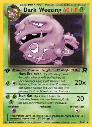 'Pokemon - 'Dark Weezing (31) 031/82  - 1st Edition Team Rocket - Rare