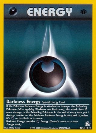 'Pokemon - 'Darkness Energy 104/111  - 1st Edition Neo Genesis - Rare