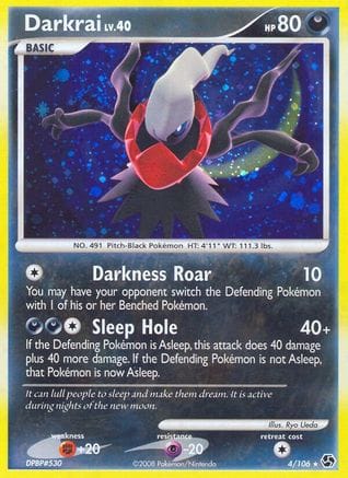 'Pokemon - 'Darkrai (4) 004/106  - Reverse Holofoil Great Encounters - Holo Rare