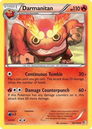 'Pokemon - 'Darmanitan 028  - Reverse Holofoil Boundaries Crossed - Uncommon