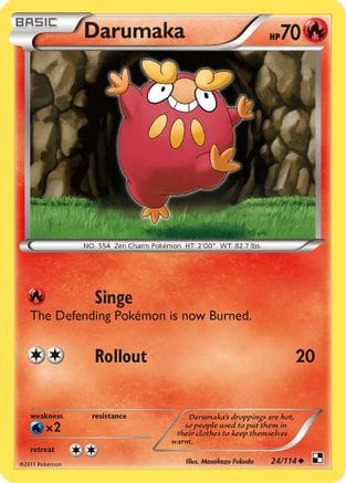 'Pokemon - 'Darumaka (24) 024  - Reverse Holofoil Black and White - Uncommon