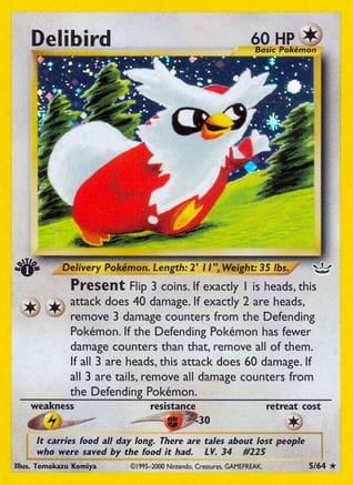 'Pokemon - 'Delibird 005/64  - 1st Edition Holofoil Neo Revelation - Holo Rare