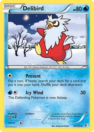 'Pokemon - 'Delibird 038/149  - Reverse Holofoil Boundaries Crossed - Uncommon