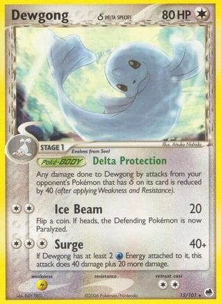 'Pokemon - 'Dewgong (Delta Species) 015  - Reverse Holofoil Dragon Frontiers - Rare