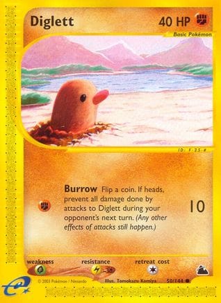 'Pokemon - 'Diglett 050  - Reverse Holofoil Skyridge - Common