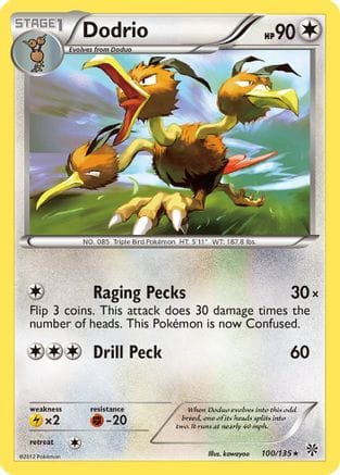 'Pokemon - 'Dodrio 100  - Reverse Holofoil Plasma Storm - Rare