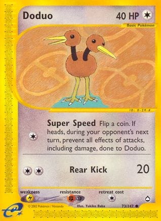 'Pokemon - 'Doduo 073/147  - Reverse Holofoil Aquapolis - Common