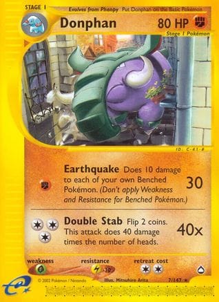 'Pokemon - 'Donphan 007  Aquapolis - Rare