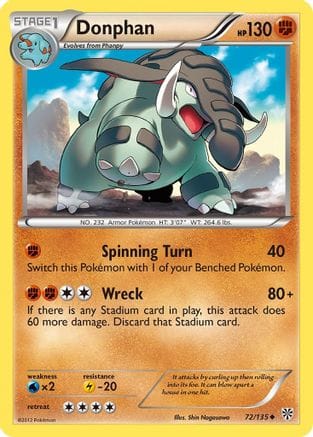 'Pokemon - 'Donphan 072  - Reverse Holofoil Plasma Storm - Uncommon