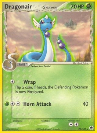 'Pokemon - 'Dragonair (Delta Species) 028/101  - Reverse Holofoil Dragon Frontiers - Uncommon
