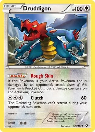 'Pokemon - 'Druddigon 106  - Reverse Holofoil Legendary Treasures - Uncommon