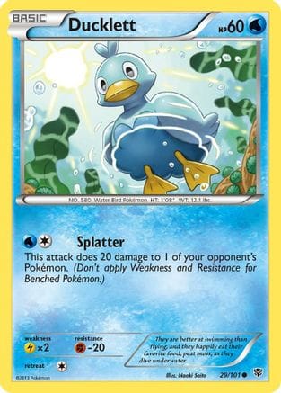'Pokemon - 'Ducklett 029  - Reverse Holofoil Plasma Blast - Common