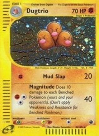 'Pokemon - 'Dugtrio (10) 010  - Reverse Holofoil Expedition - Holo Rare