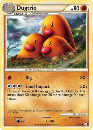 'Pokemon - 'Dugtrio 019/102  - Reverse Holofoil Triumphant - Rare