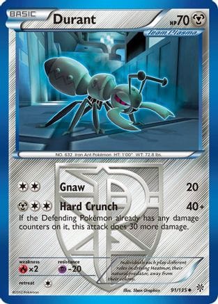 'Pokemon - 'Durant (Team Plasma) (91) 091/135  - Reverse Holofoil Plasma Storm - Uncommon