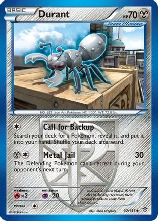 'Pokemon - 'Durant (Team Plasma) (92) 092  - Reverse Holofoil Plasma Storm - Uncommon