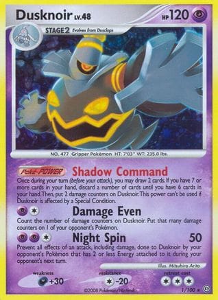 'Pokemon - 'Dusknoir (1) 001  - Reverse Holofoil Stormfront - Holo Rare