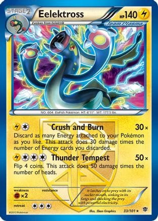 'Pokemon - 'Eelektross (Team Plasma) 033/101  - Reverse Holofoil Plasma Blast - Holo Rare